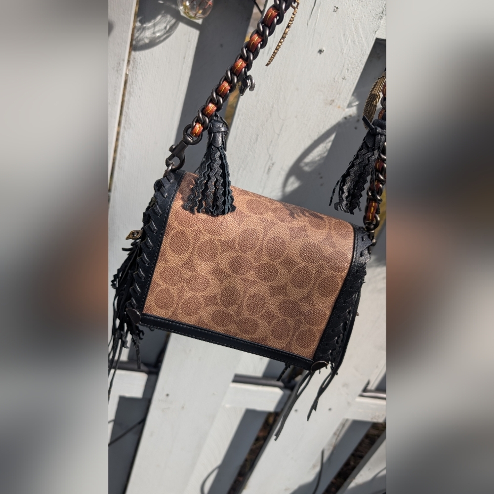 Coach Dinky19 Fringe Charms Chelsea Champlain Tattoo crossbody whipstitch 36849 - Picture 5 of 12